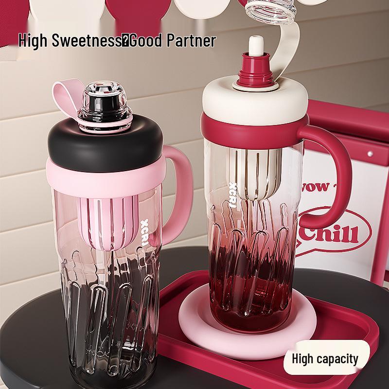 Королевский стакан-соломинка: Летний дизайн чайника, Большая вместимость, Термостойкий, Высококачественный пластик для женщин