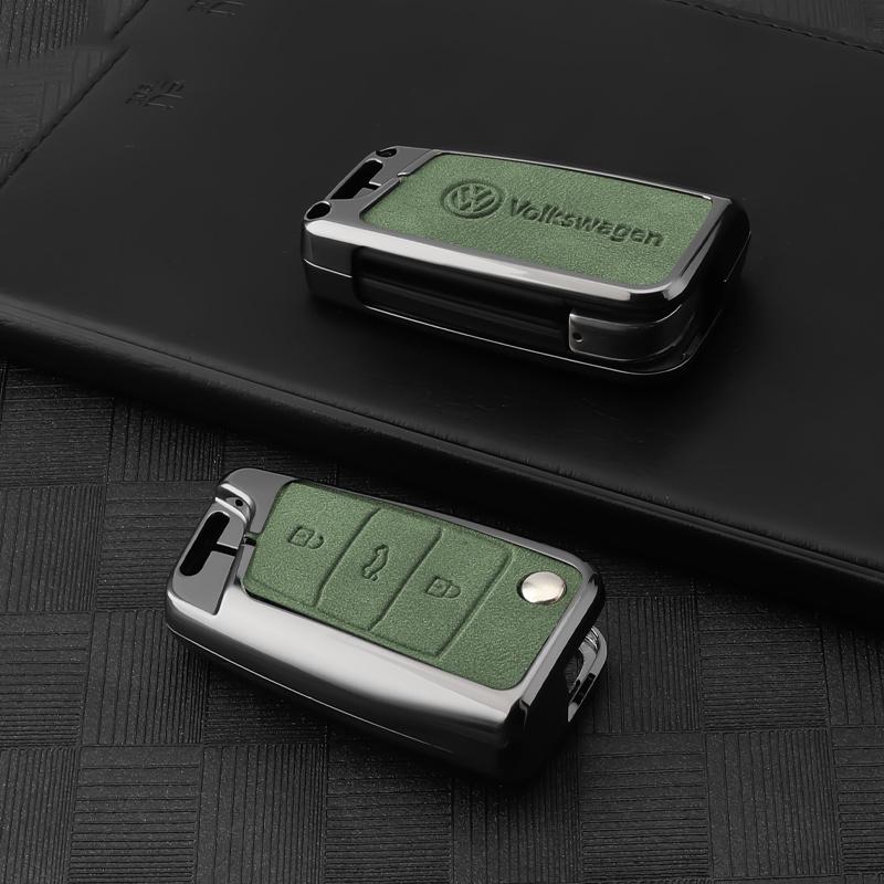 Suede Leather Car Folding Remote Key Case Cover Holder Shell for Volkswagen VW Polo Golf 7 MK7 Tiguan passat Auto Accessories