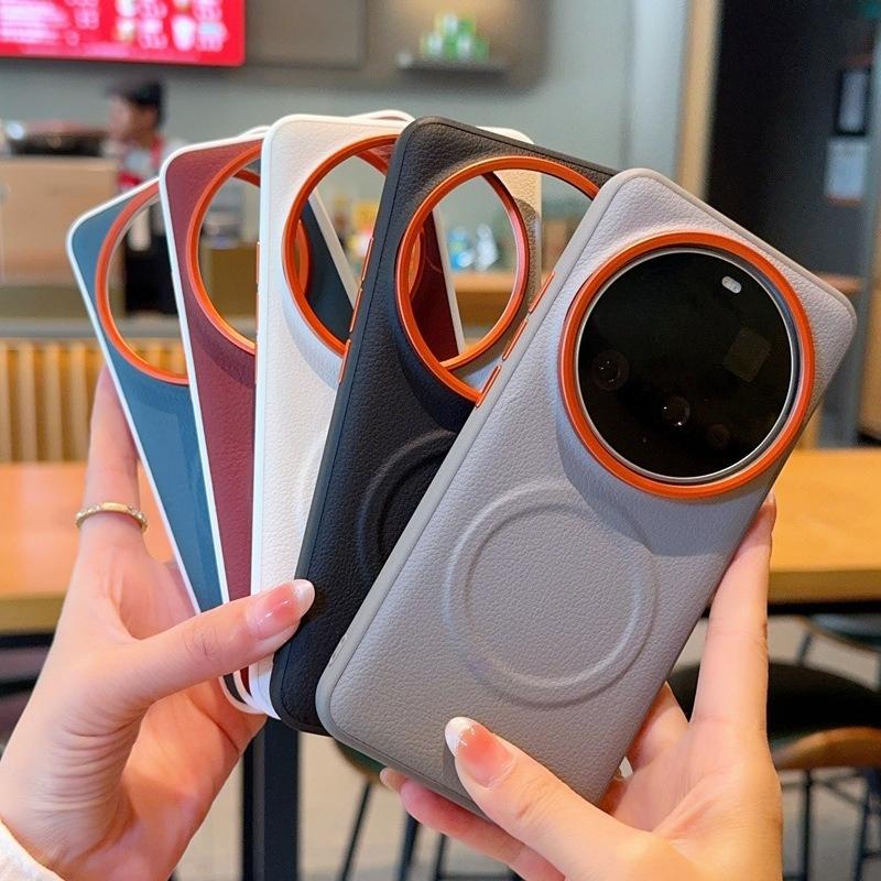 Чехлы для телефонов xiaomi, Магнитный нескользящий чехол для телефона с красным кольцом и металлической рамкой для камеры с большим отверстием