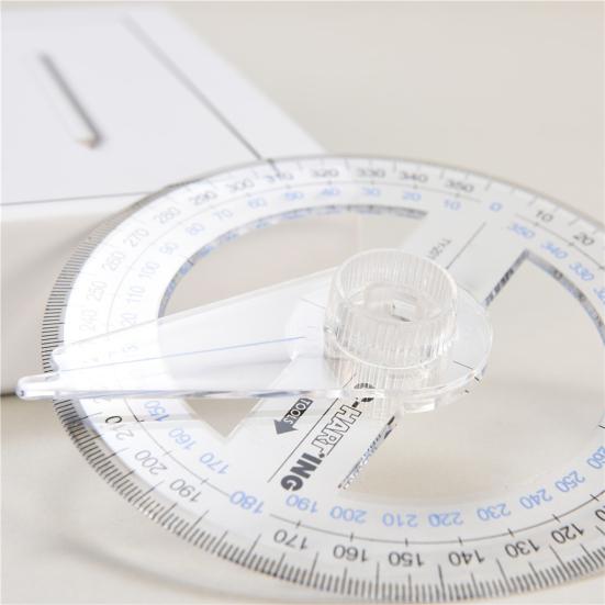 Удобный транспортир, 2 шт., простая в использовании пластиковая портативная линейка с углом поворота 360 градусов, ежедневная