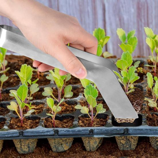 Stainless Steel Transplanting Tongs Seedlings Transplanting Tool Hand Gardening Tongs Transplanter Avoid Root Damage for Indoor Outdoor Plants