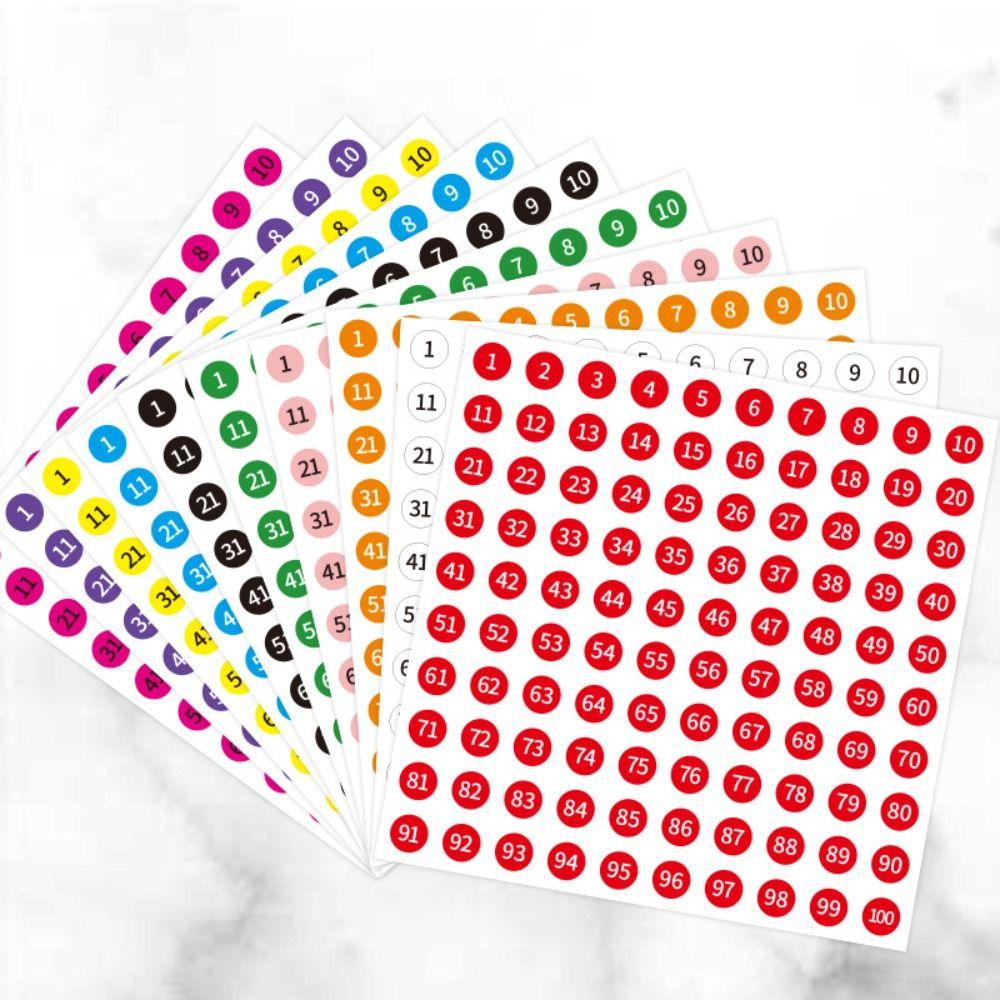 100Sheets 10mm Consecutive Number Stickers Nail Polish Color Sorting Stickers Nail Salon