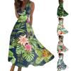 Women's Summer Fashion Hawaiian Print V-Neck Sleeveless Tunic Casual Dresses