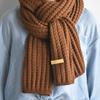 Winter Scarf Solid Color Thickened Warm Knitting Scarf Men Women Long Neck Wrap Garment Clothing Accessories