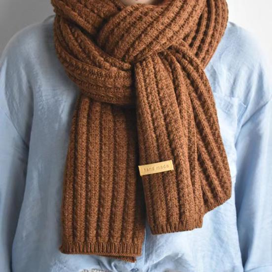 Winter Scarf Solid Color Thickened Warm Knitting Scarf Men Women Long Neck Wrap Garment Clothing Accessories