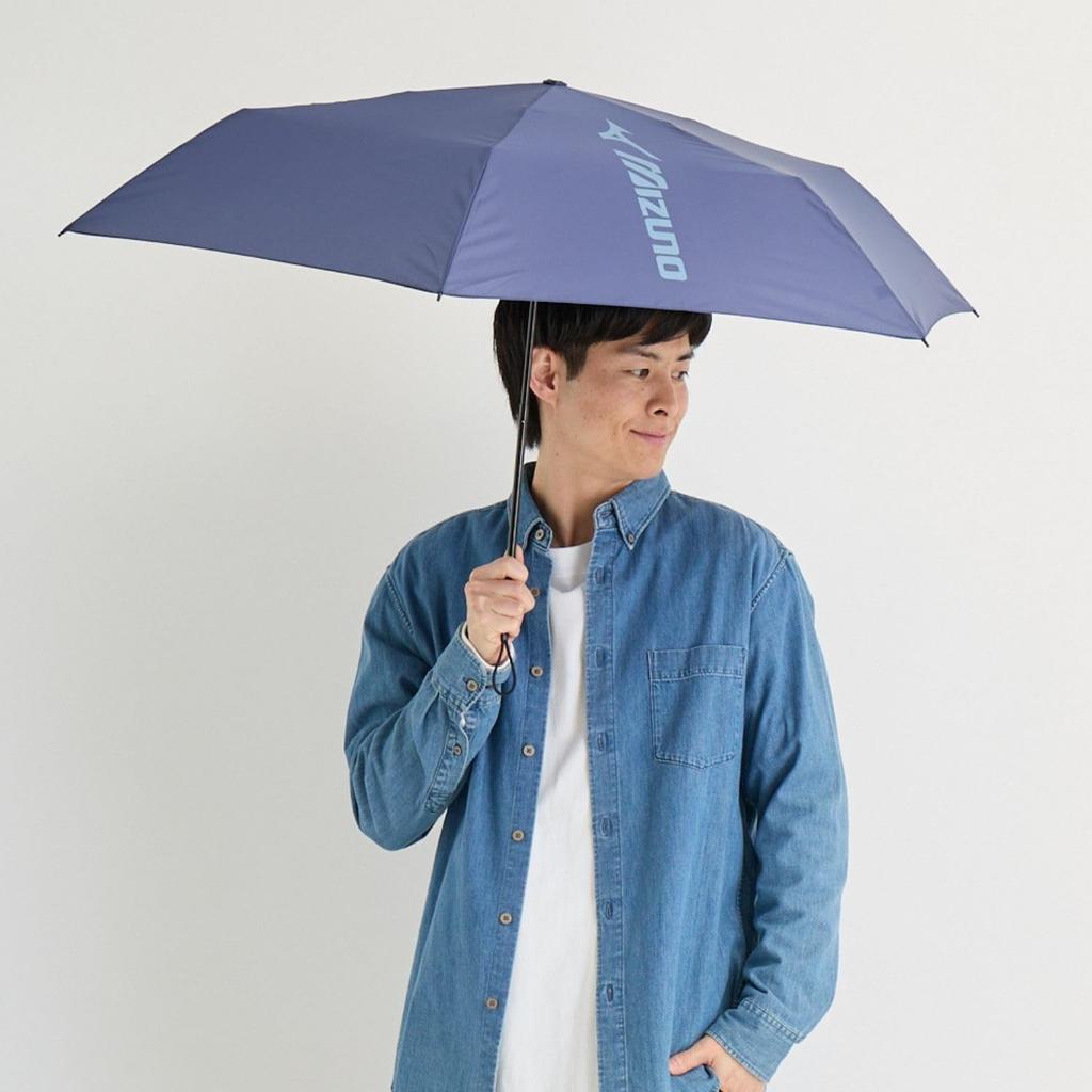 Mizuno Легкий складной зонт из углеродного волокна 6 Big Navy 92241, Спицы, Спицы, 55см, Логотип, Синий,