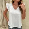Летние открытые топы, элегантная женская одежда, модная блузка с короткими рукавами, белая рубашка, повседневные простые рубашки с v-образным вырезом 26012