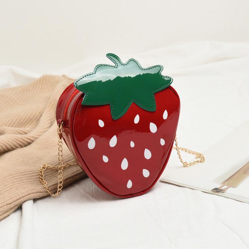 Сумка через плечо Strawberry Design с цепочкой, мини-кошелек с мультяшным принтом, модная сумка через плечо из искусственной кожи