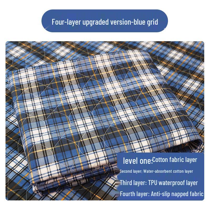 Washable Four-Layer Incontinence Pad: Breathable Cotton Bed Protector for Adults