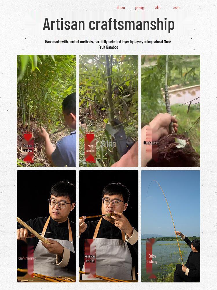 Супержесткий и тонкий бамбуковый удилище для ловли карася - Тайваньская ручная удочка Luohan 37, 28, 19 тонов
