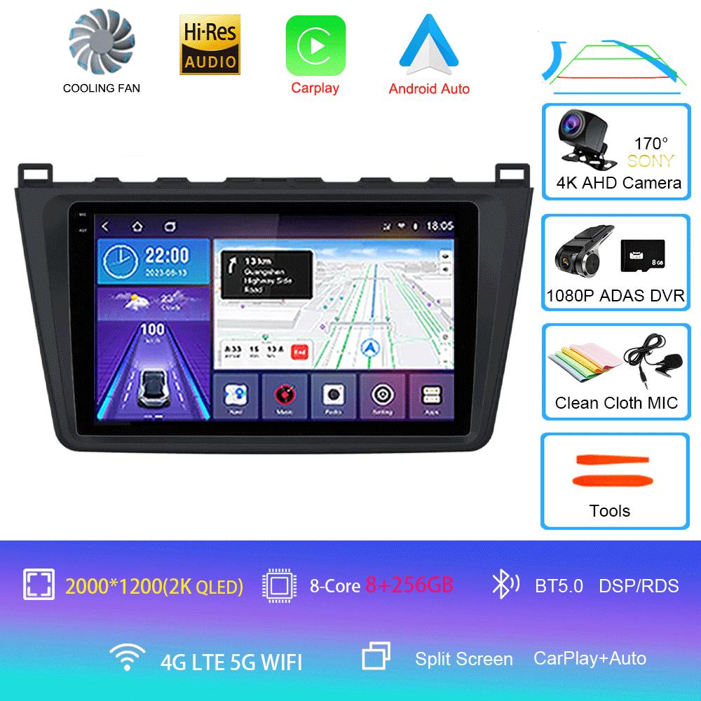Android14 Carplay Автомагнитола для Mazda 6 GH 2007 2008 2009 2010 2011 2012 Мультимедиа GPS Видеоплеер Стерео 2din Головное Устройство