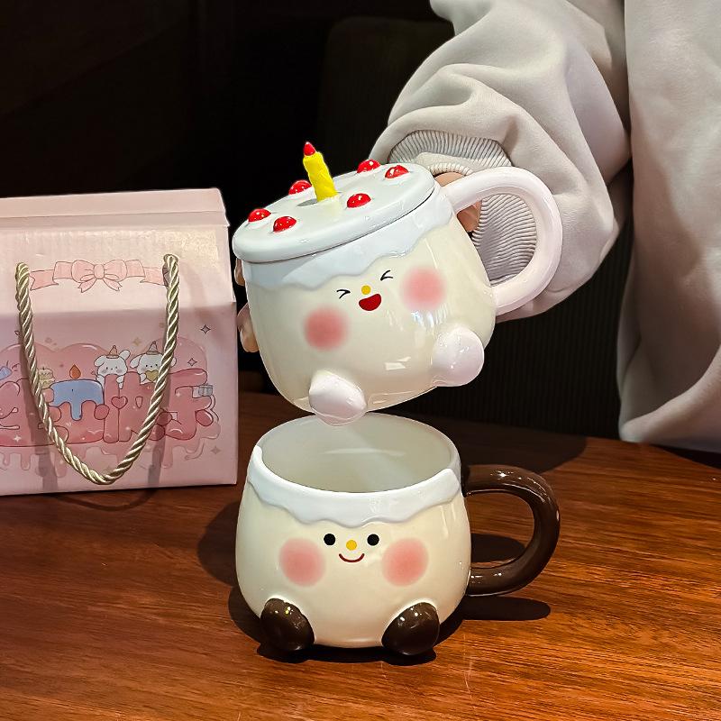 Ceramic Cup Creative Cake Water Cup Anime Mug Coffee Funny Cups Cute Mugs Original Breakfast Cups Personalized Gift Drinkware