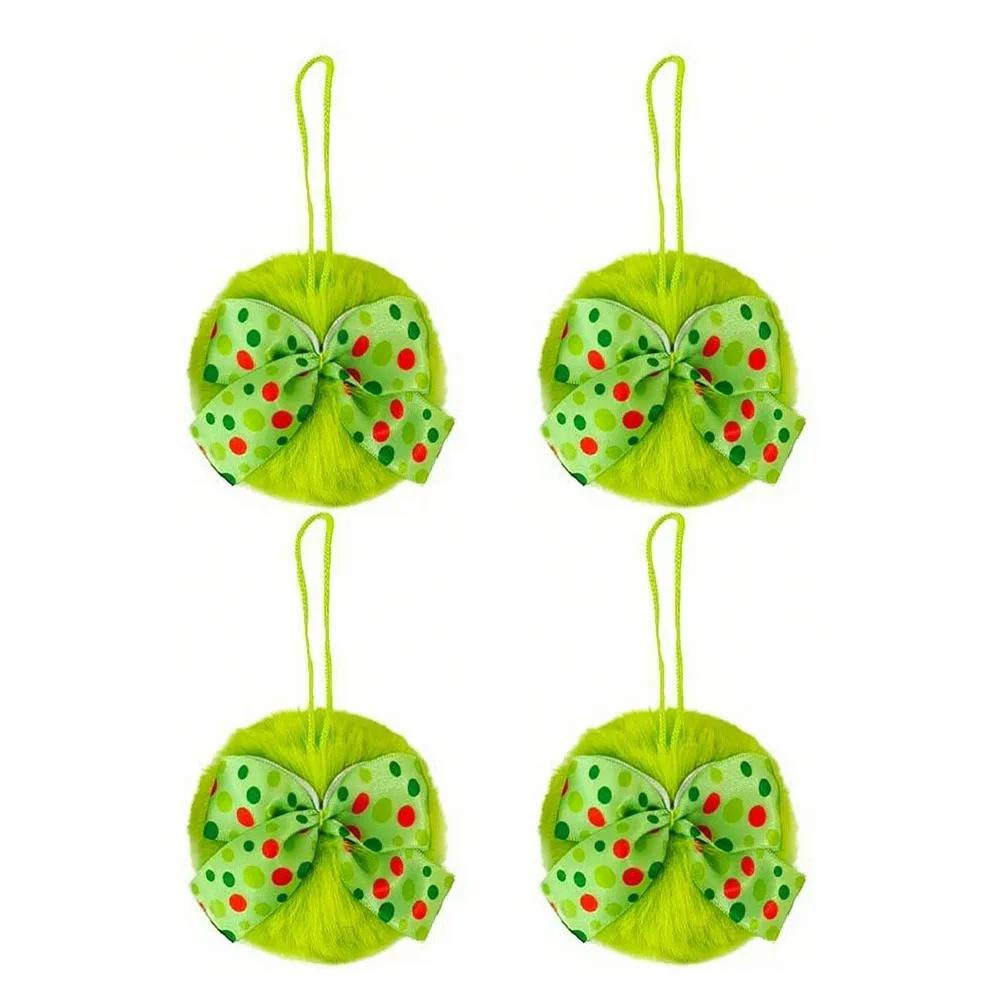 4pcs Green Furry Christmas Tree Decor Novice-friendly Festive Atmosphere Festive Decorations Fun Design Holiday Style