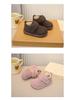 Зимние ботинки Birkenstock в корейском стиле для девочек 2025 года, на толстой подошве, с мехом - Теплые, модные, однотонные хлопковые ботинки для детей