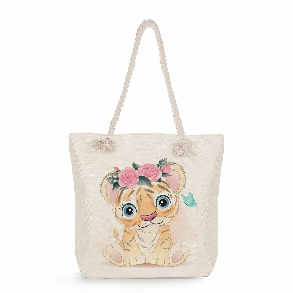 Многофункциональная Милые животные Принт Толстая веревка Плечо Пляжная сумка 7586