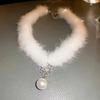 1/2 шт. Чокер Вечеринка Рождественские наряды Подарок Ожерелье Повседневная носка Цепочка на ключицу Жемчужная подвеска Ювелирные изделия Плюшевый Черный/Белый
