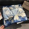 Women S Floral Printed Silk Like Square Scarf For Summer Sun Protection