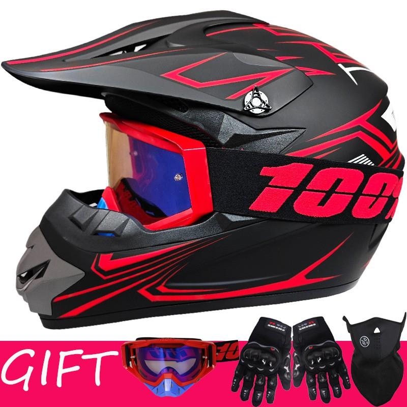 Youth Off-Road Full Face Helmet With 100% Goggles Gloves Mask Bike Karting