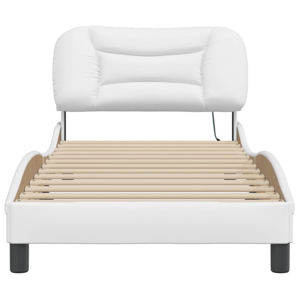 LED Bed Frame without Mattress Hvar White 90x190 cm