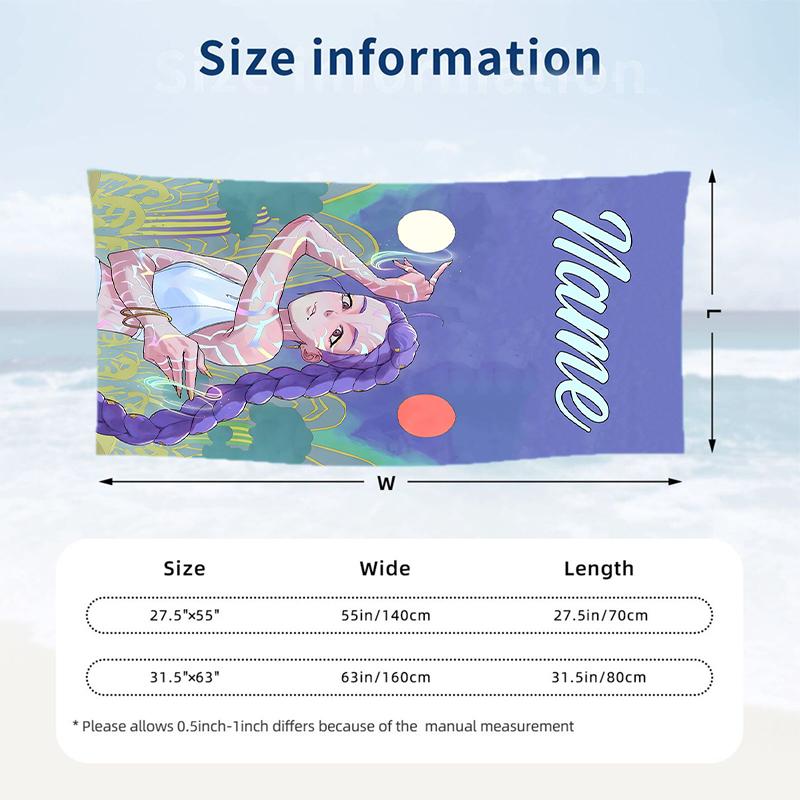rumi Custom Name Printed Beach Towel Personalized Soft Towel For Swimming Beach Travel