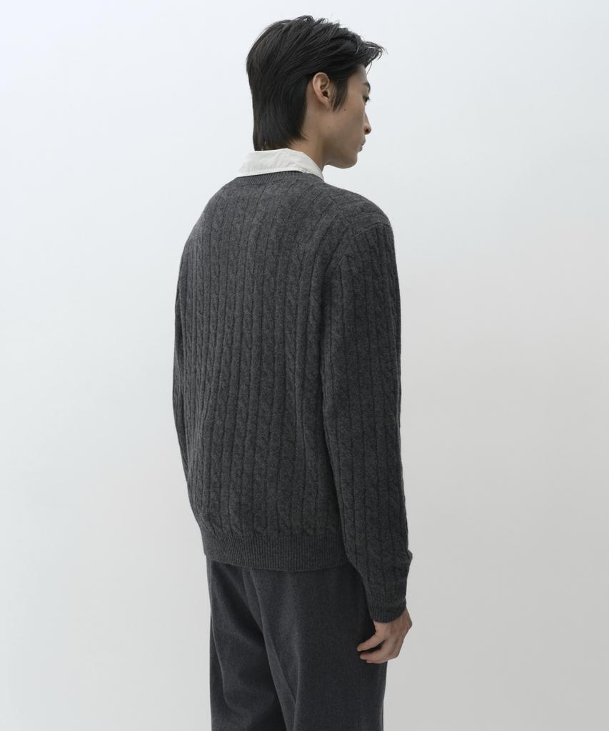 MUSINSA STANDARD [Victoria Wool] Cable Crew Neck Knit [Medium Grey]