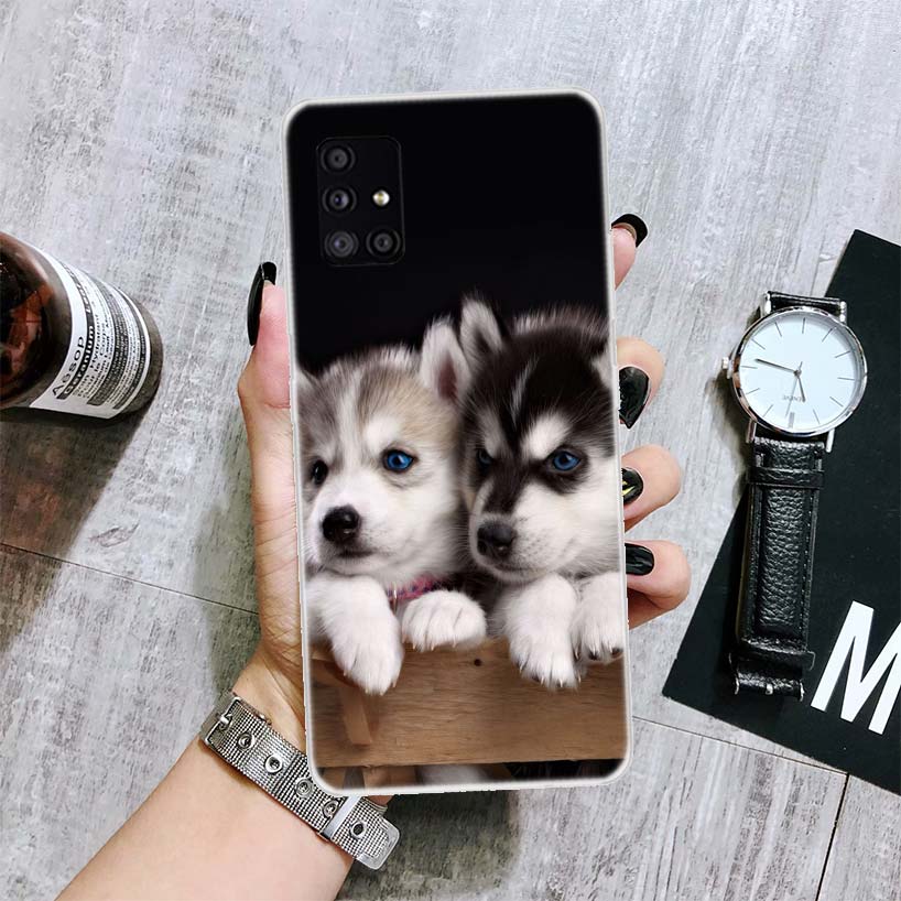 Чехол для телефона с собакой сибирского хаски для Samsung Galaxy A12 A22 A32 A42 A52 A72 A51 A71 5G A41 A31 A21 A02S M12 M21 M31 M30S Fundas