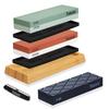 Whetstone Set, Knife Sharpening Stones #400, #1000, #3000, #8000, Double-Sided Whetstone, Surface Refining, Bamboo Base, Non-Slip Mat, and Fixed Angle