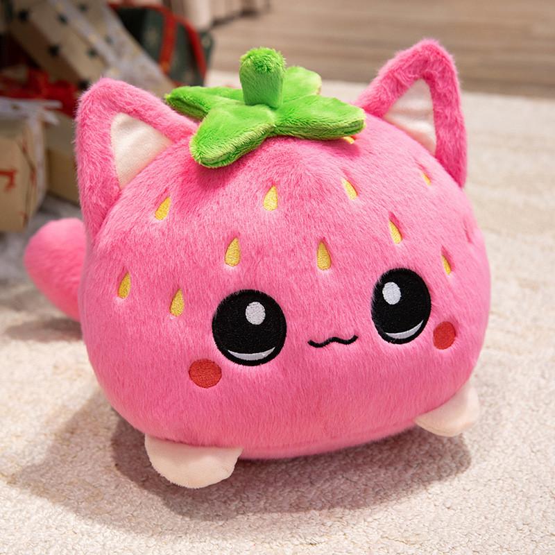 Fruit Cat Plushie Strawberry Cat Stuffed Animal With Pp Cotton Filling For Kids Play