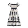 Kaslead New Arrival Women's Clothing Fashion Style Fashion Casual Minimalist Print Smocking off-Shoulder Dress