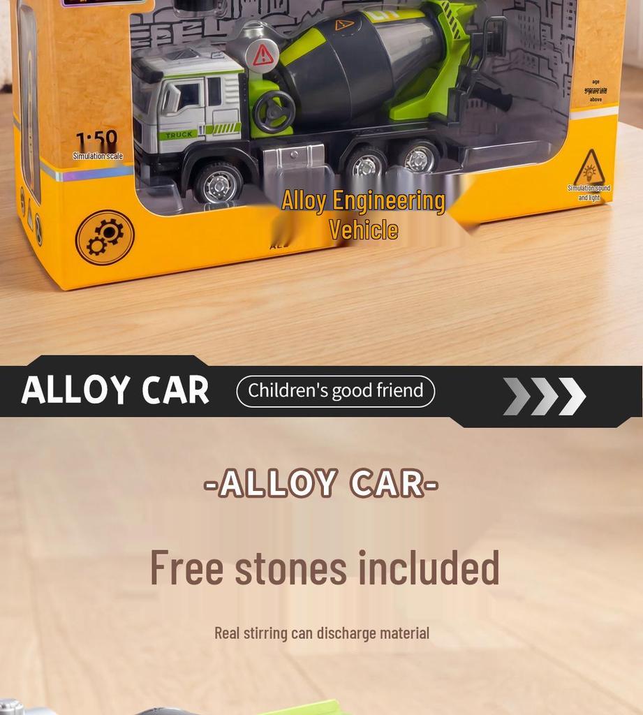 Large Alloy Cement Mixer Truck Toy for Children - Dischargeable Tank Construction Vehicle for Boys
