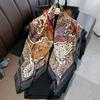 Twill Silk Scarf Women 90cm Square Hijab Shawls And Wraps Female Foulard Headkerchief Elegant Floral Summer Autumn Lady Bandana