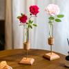 1 шт. Гидропонная креативная ваза Прочная деревянная подставка Прозрачная пробирка для растений Цветочный горшок