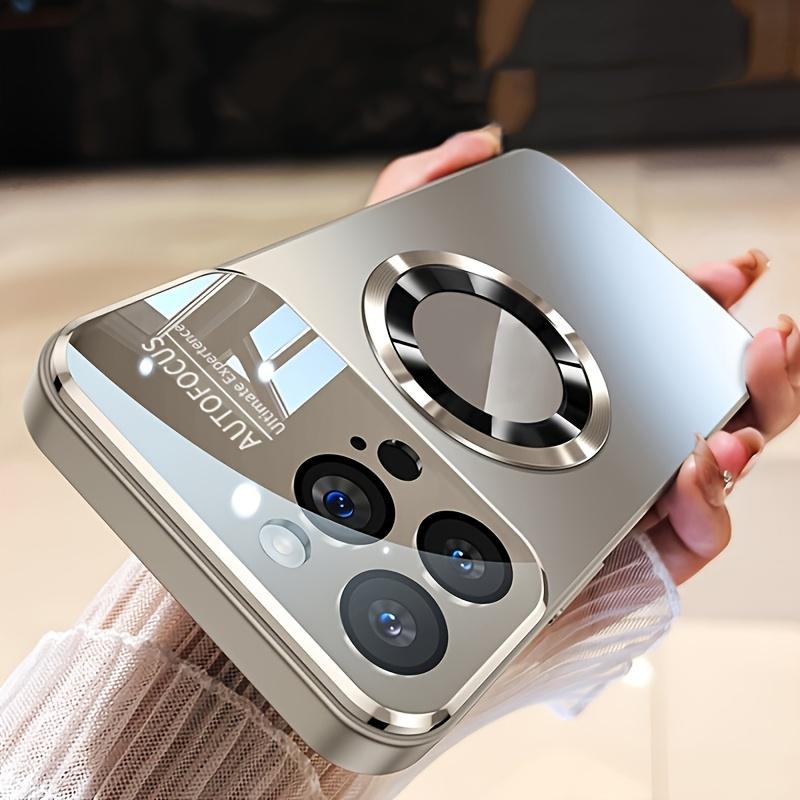 Роскошный матовый титановый чехол для iPhone 14, 15, 16 Pro Max с магнитной крышкой и защитой объектива камеры