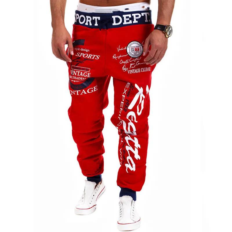 Men's Letter Printed Sweat Pants Casual Loose Trousers