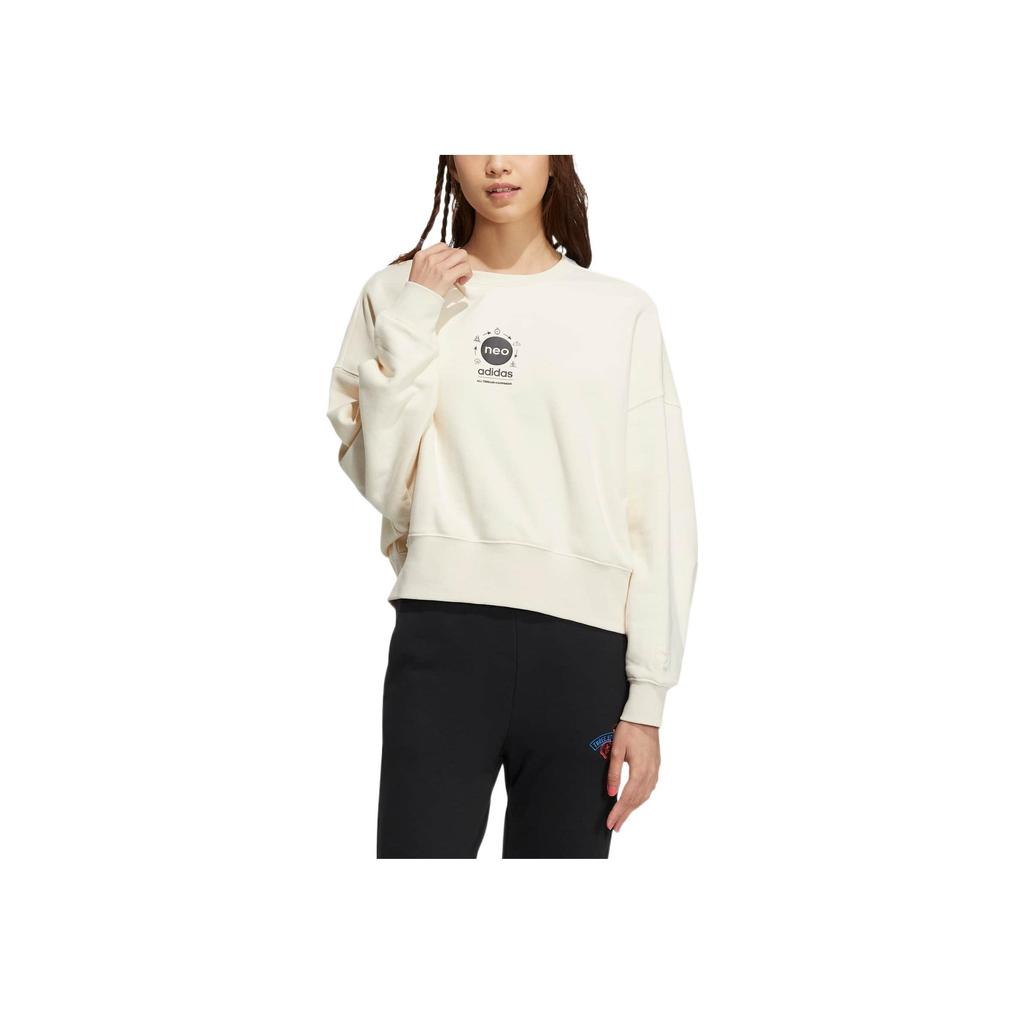 Adidas Neo Solid Color Letter Print Pattern Pullover Sweatshirt Women Sweatshirt White HN2314