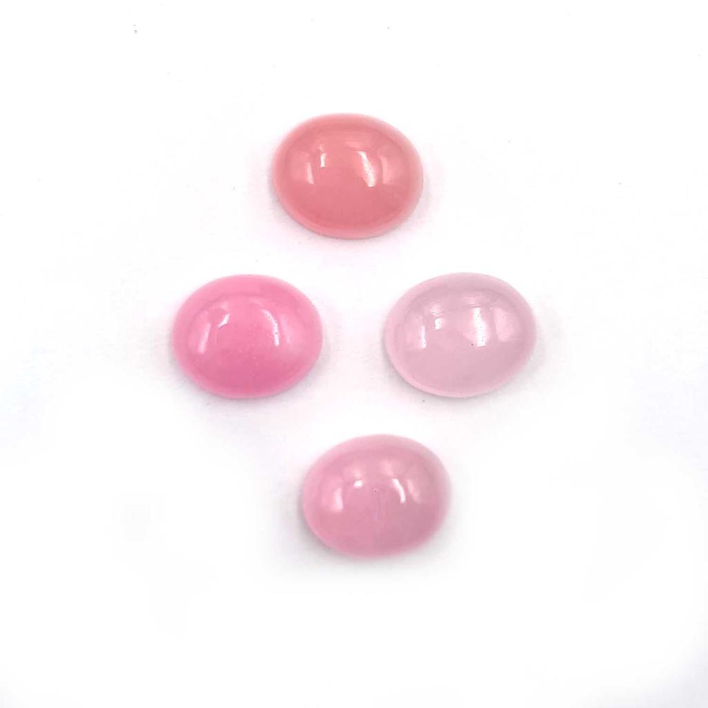 Dyed PInk Jade Oval Cabochon Loose Gemstone Lot 4 Pcs 10*12 MM 24 CT For Jewelry Making