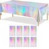 Tablecloth For Table Nappe De Table Tablecloth Birthday Iridesnt Disco Party Decor Shiny Laser Holographic Disposable Covers