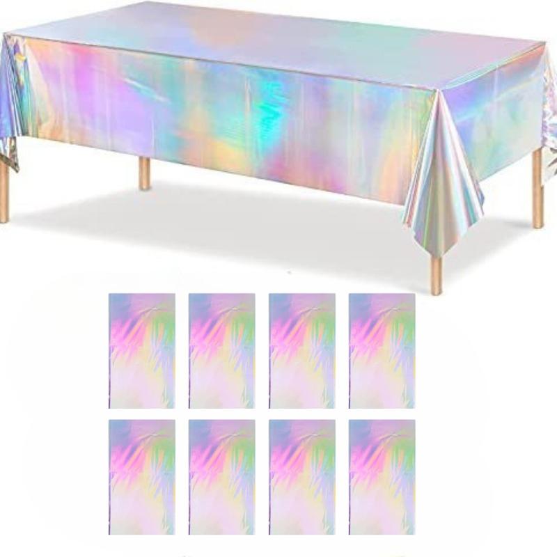 Tablecloth For Table Nappe De Table Tablecloth Birthday Iridesnt Disco Party Decor Shiny Laser Holographic Disposable Covers