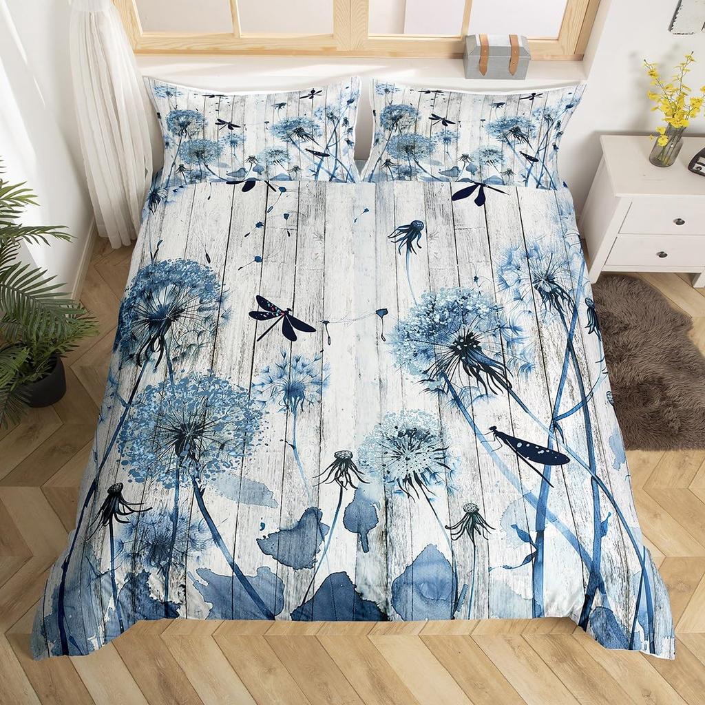Dandelion Duvet Cover Full Queen Botanical Floral Bedding Set Nature Theme Butterfly Dandelions Comforter Cover For Boys Girls