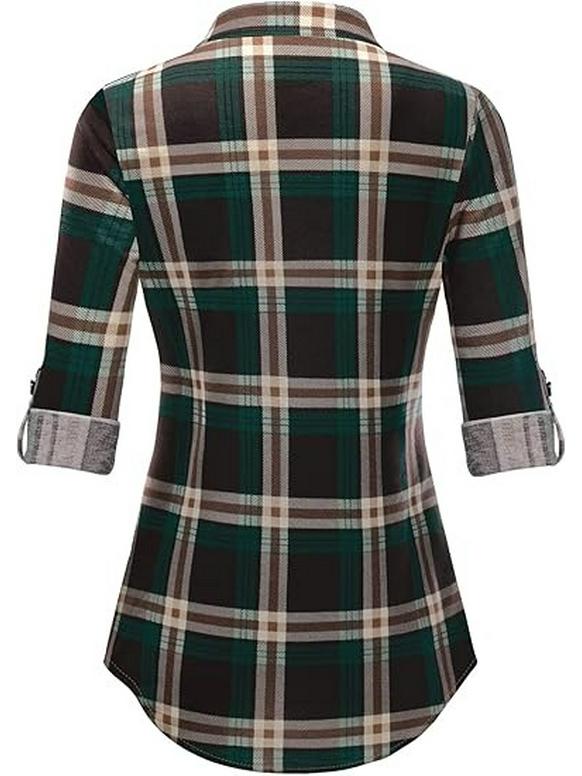 Женский приталенный топ в ретро-клетку с длинным рукавом, Осень/Зима 2026