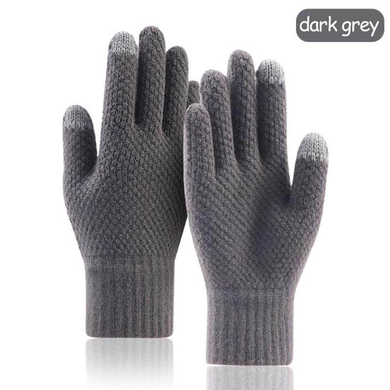 Thick Knitted Men Winter Gloves Imitation Cashmere Two Layer Touch Screen Adult Gloves Male Outdoor Mitten Thicken Gloves