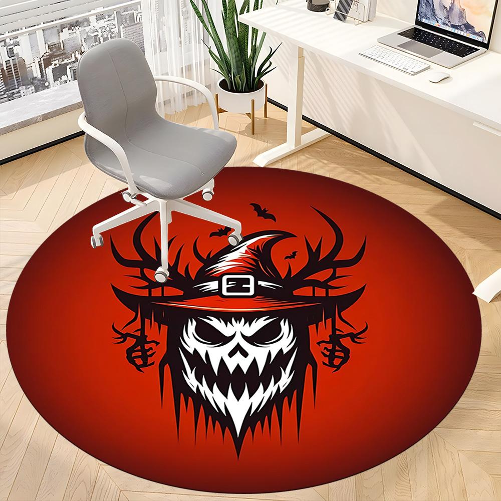 1pc Halloween Spooky Office Round Area Rug, Under Office Chairs Bedroom Living Room Home Decor, Room Deco, Available in Various Sizes