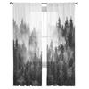 Простота прозрачных штор с лесным деревом для гостиной, спальни, тюлевая занавеска для кухни, вуаль, занавеска, жалюзи, панели