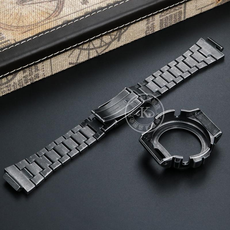 Винтажный резной безель и ремешок для часов Casio G-Shock DW6900 DW-6903. Металлический корпус часов, безель, браслет из нержавеющей стали 316