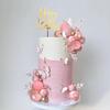 Happy Birthday Cake Topper Pink Balls Cake Topper Butterfly Balls Cake Decorations for Baby Shower Wedding Birthday Party