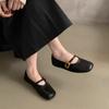 Модные туфли Мэри Джейн на мягкой подошве с круглым носком и неглубоким носком, весна 2024 г., новые универсальные женские туфли на плоской подошве с А-образным вырезом