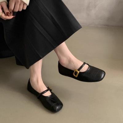 Туфли Мэри Джейн на мягкой подошве с круглым носком и неглубоким носком, весна 2024 г., новые универсальные женские туфли на плоской подошве с А-образным вырезом