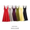 Kaslead New Women Clothes Western Style Fashion Slim Fit Silk Satin Texture Dress 2590934