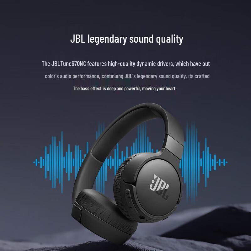 JBL Tune 670NC Wireless On-Ear Noise Cancelling Headphones