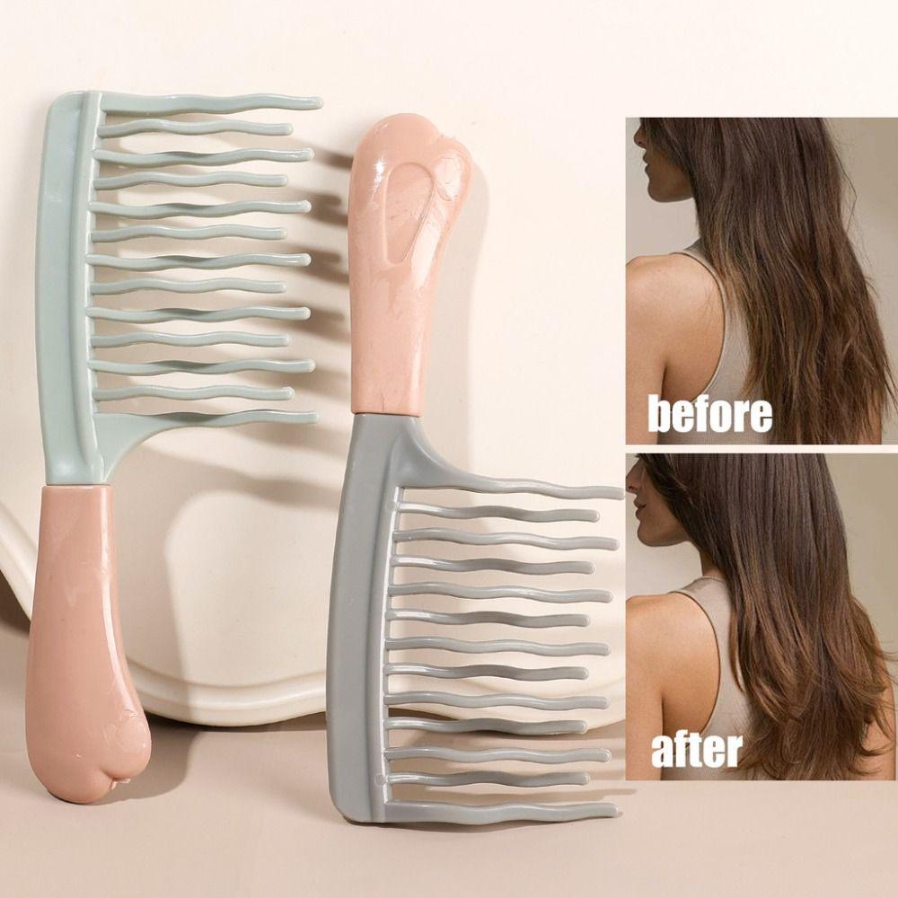 Легко чистящаяся двухрядная расческа с крупными зубьями, легкая расческа для укладки волос, расческа для прикорневого объема